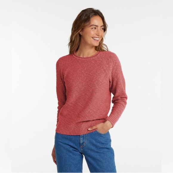Women’s L.L Bean Mid-weight 100% Cotton Coral Textured Soft Rib Trim Sweater - Picture 1 of 7